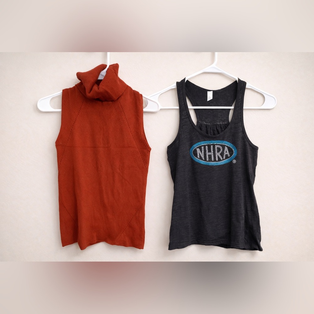 Rust Sleeveless Turtleneck and NHRA Tank Top (2 pieces set)